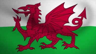 Wales Waving Flag Background Animation. Looping seamless 3D animation. Motion Graphic