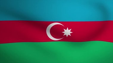 Azerbaycan Sallanan Bayrak Arkaplan Animasyonu. Kusursuz üç boyutlu animasyon döngüsü. Hareket Grafiği