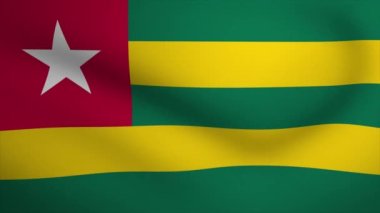 Togo Sallanan Bayrak Arkaplan Animasyonu. Kusursuz üç boyutlu animasyon döngüsü. Hareket Grafiği