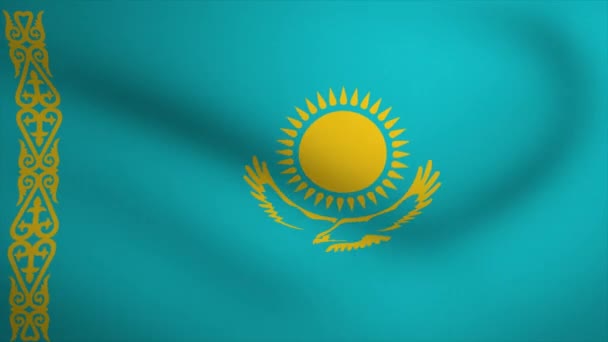 Kazajstán Ondeando Bandera Fondo Animación Looping Animación Sin Fisuras Gráfico — Vídeo de stock