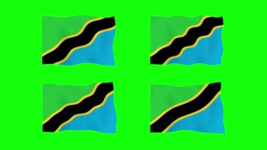 Tanzania Waving Flag 2D Animation on Green Screen Background. Looping seamless animation. Motion Graphic