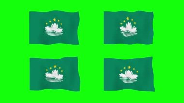 Macao Waving Flag 2D Animation on Green Screen Background. Looping seamless animation. Motion Graphic