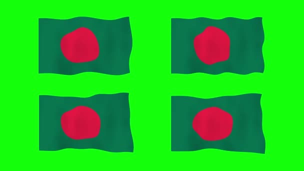 Bangladesh Ondeando Bandera Animación Fondo Pantalla Verde Looping Animación Sin — Vídeo de stock