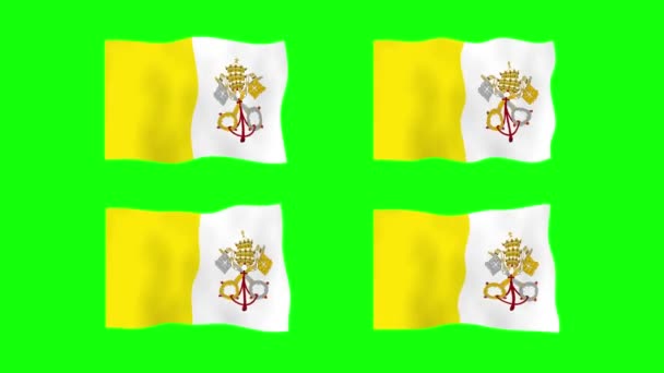 Bandera Vaticano Ondeando Animación Sobre Fondo Pantalla Verde Looping Animación — Vídeos de Stock