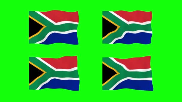 Güney Afrika Yeşil Ekran Arkaplanı Nda Bayrak Dalgalandırma Animasyonu Kusursuz — Stok video