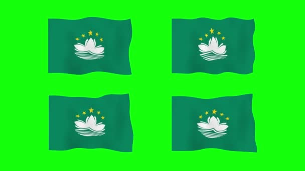 Macao Waving Flag Animation Green Screen Background Looping Seamless Animation — Stockvideo