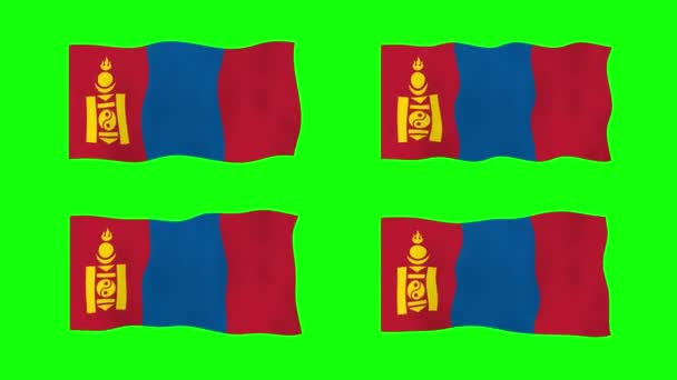 Mongolia Ondeando Bandera Animación Fondo Pantalla Verde Looping Animación Sin — Vídeos de Stock