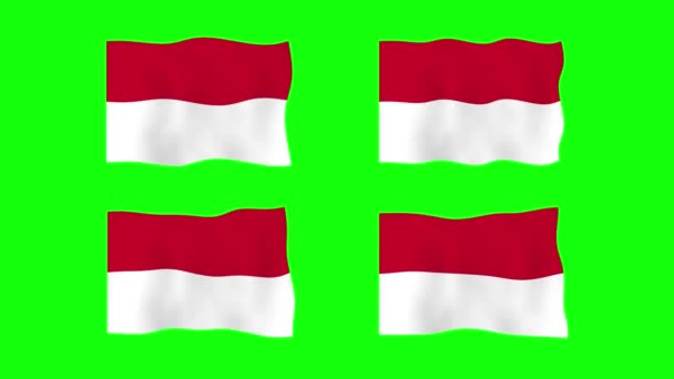 Monaco Waving Flag Animation Green Screen Background Looping Seamless Animation — Vídeos de Stock