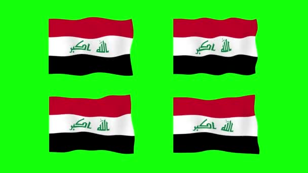 Iraq Waving Flag Animation Green Screen Background Looping Seamless Animation — Vídeos de Stock