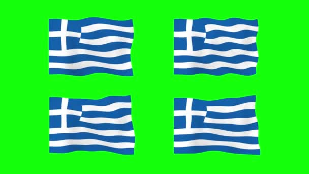 Grecia Ondeando Bandera Animación Fondo Pantalla Verde Looping Animación Sin — Vídeos de Stock