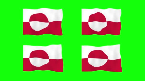 Animación Bandera Groenlandia Ondeando Sobre Fondo Pantalla Verde Looping Animación — Vídeos de Stock