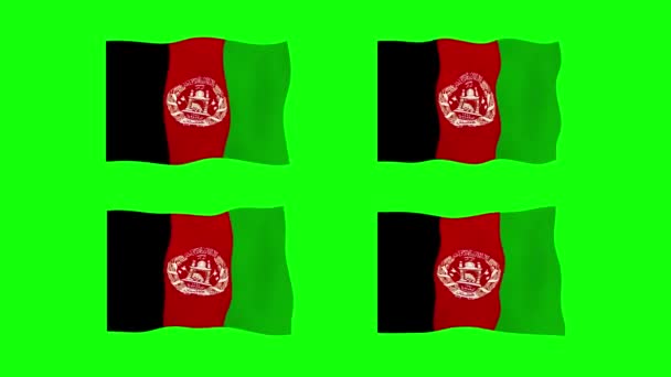 阿富汗飘扬的旗帜2D动画绿色屏幕背景 循环无缝动画 运动图形 — 图库视频影像