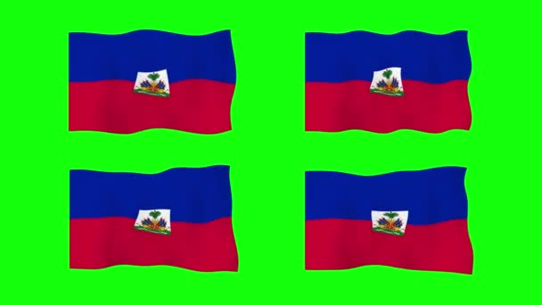 Haití Ondeando Bandera Animación Fondo Pantalla Verde Looping Animación Sin — Vídeos de Stock