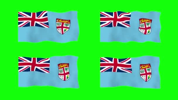 Fiji Sventolando Bandiera Animazione Sfondo Schermo Verde Looping Animazione Senza — Video Stock