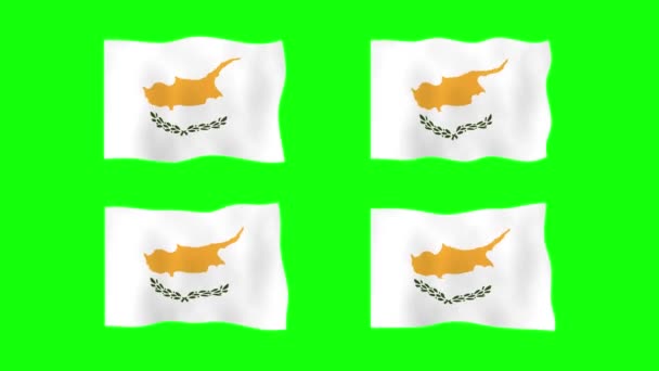 Cypern Viftande Flagga Animation Grön Skärm Bakgrund Loopar Sömlös Animation — Stockvideo
