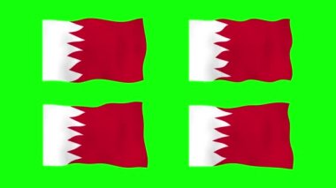 Bahreyn 'in Yeşil Ekran Arkaplanındaki 2D Sancak Animasyonu. Kusursuz animasyon döngüsü. Hareket Grafiği