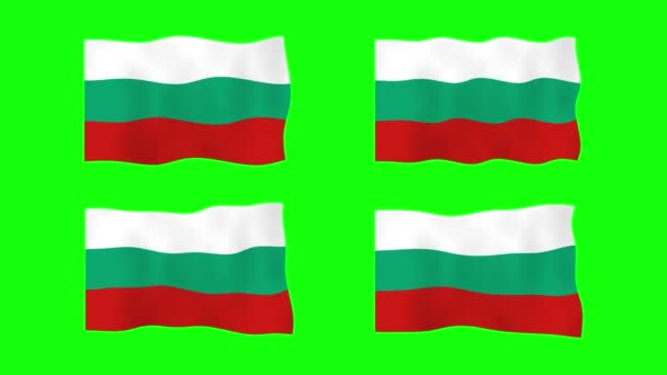 Bulgarien Viftande Flagga Animation Grön Skärm Bakgrund Loopar Sömlös Animation — Stockvideo