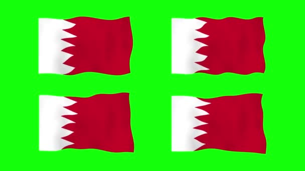Bahreyn Yeşil Ekran Arkaplanındaki Sancak Animasyonu Kusursuz Animasyon Döngüsü Hareket — Stok video