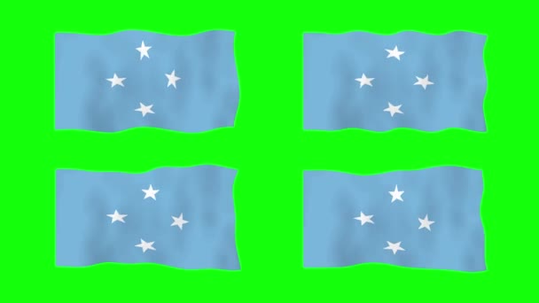 Micronesia Waving Flag Animation Green Screen Background Looping Animasi Mulus — Stok Video