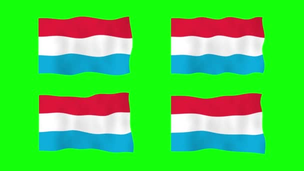 Lucembursko Waving Flag Animation Green Screen Background Smyčka Plynulé Animace — Stock video