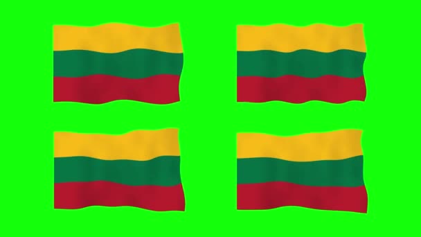 Litouwen Waving Flag Animatie Groen Scherm Achtergrond Naadloze Animatie Beweging — Stockvideo