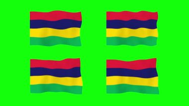 Mauritius 'un Yeşil Ekran Arkaplanında 2D Bayrak Sallaması. Kusursuz animasyon döngüsü. Hareket Grafiği