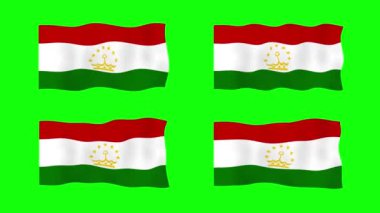 Tacikistan Yeşil Ekran Arkaplanında 2D Bayrak Dalgalandırma Animasyonu. Kusursuz animasyon döngüsü. Hareket Grafiği