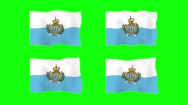 San Marino Sallanan Bayrak Yeşil Ekran Arkaplanı 'nda 2D animasyon. Kusursuz animasyon döngüsü. Hareket Grafiği