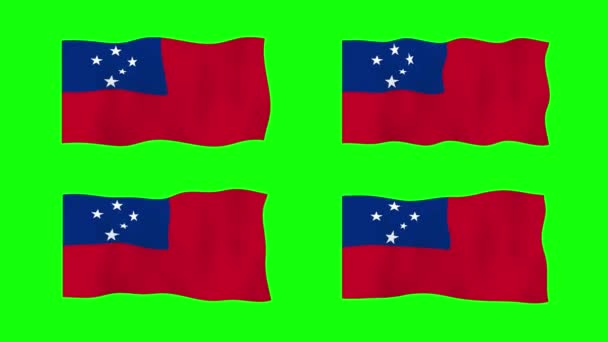 Samoa Viftande Flagga Animation Grön Skärm Bakgrund Loopar Sömlös Animation — Stockvideo
