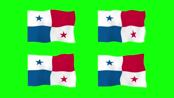 Panama Waving Flag Animatie Groene Scherm Achtergrond Naadloze Animatie Beweging — Stockvideo