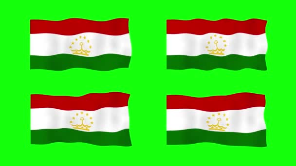 塔吉克斯坦在绿色屏幕背景下摇曳国旗2D动画 循环无缝动画 运动图形 — 图库视频影像