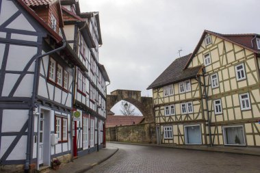 Almanya 'nın Werra Vadisi' ndeki Bad Sooden-Allendorf kasabası, Hessen.