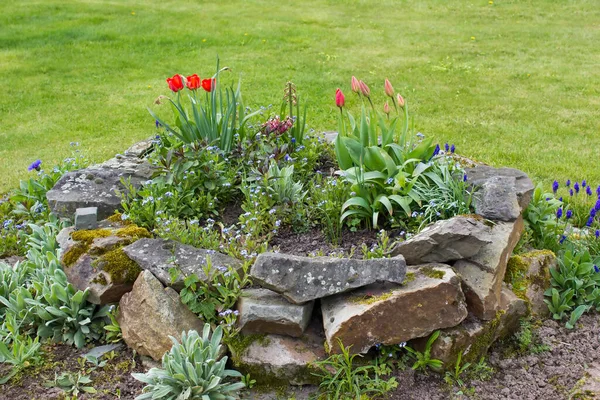 Piedra Natural Flores Jardín Parte Flor Jardín — Foto de Stock