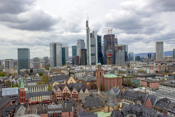Hermosa Vista Sobre Fráncfort Del Meno Distrito Financiero Frankfurt Hessen —  Fotos de Stock