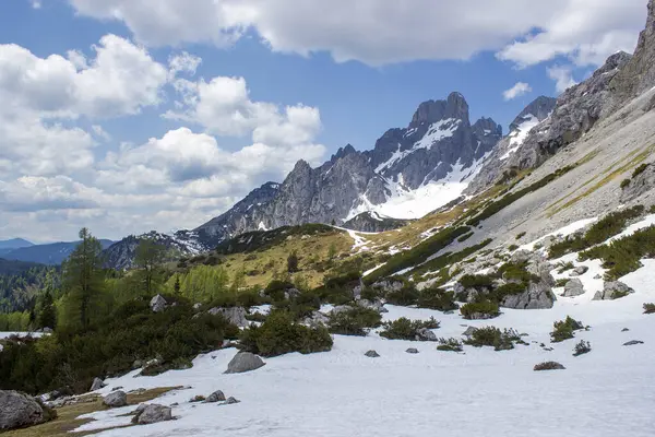 Panorama Van Massieve Alpenbergen Landschap Oostenrijkse Alpen Van Regio Dachstein — Stockfoto