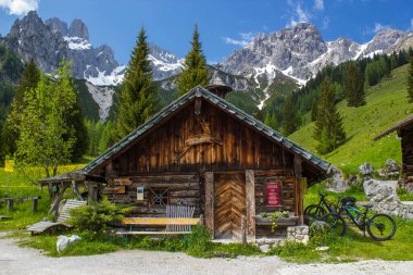 Devasa Alp dağlarının manzarası. Dachstein bölgesinin Avusturya Alplerinde (Avusturya 'da Styria) manzara)