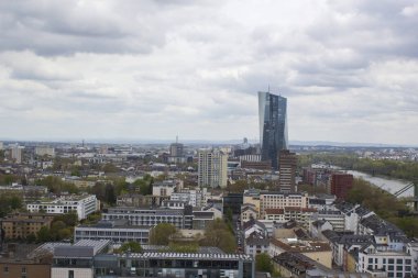 Frankfurt am Main 'in güzel manzarası - Frankfurt Hessen, Hesse, Almanya' da finans bölümü