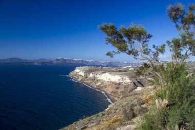 Santorini adası ve Yunanistan 'ın Caldera manzarası