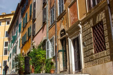 typical old houses in Rome,roman street, Italy