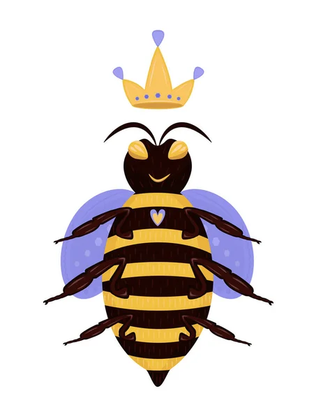 冠を持つカラフルな蜂の女王 — ストックベクタ