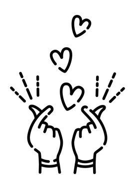 Hand gesture, sign of miracles, magic symbol, black line icon