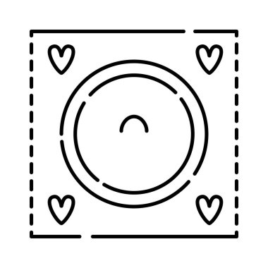 Condom in the package, black line icon