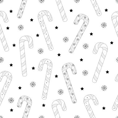 Şeker kamışları, siyah beyaz vektör çizgili karamel deseni