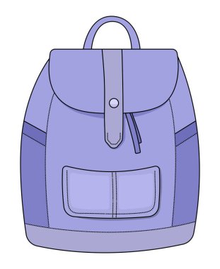 Cute simple blue backpack, vector color illustration