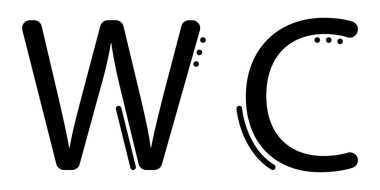 Tuvaletin siyah çizgi simgesi, orijinal ve alışılmadık WC işareti