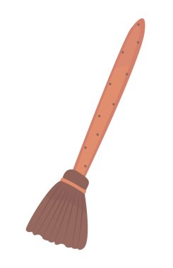 Evi temizlemek için güzel süpürge, vektör rengi çizimi