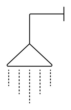 Basit duş ikonu siyah çizgisi. Düzenlenebilir felç, piksel, üçgen su fıskiyesinin mükemmel vektör işareti.