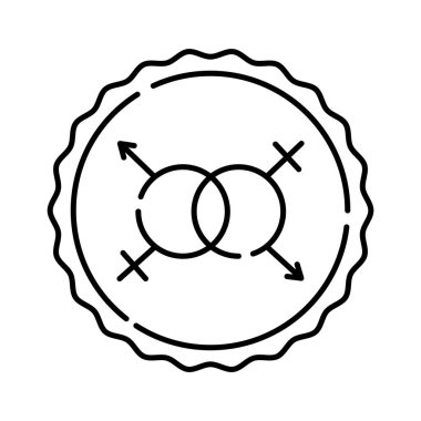 Igbt evliliğinin, eşcinsellerin ve lezbiyenlerin düğün sembolü, vektör siyah çizgi simgesi