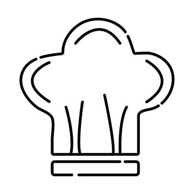 Şefin şapkası siyah ve beyaz vektör çizgisi simgesi
