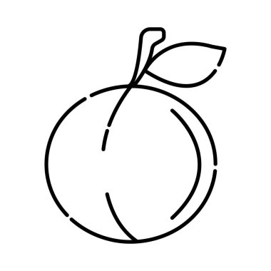 Şeftali siyah ve beyaz vektör çizgisi simgesi